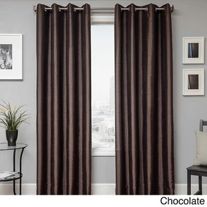 Softline - Savanna Faux Silk Grommet Top Curtain Panel - Chocolate 57" x 84" - Picture 1 of 3