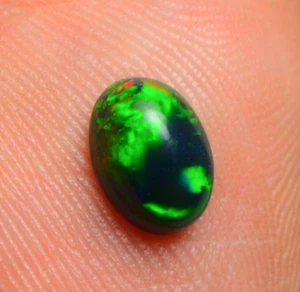 Black Opal Cabochon Oval 1.15 Cts , Stunning Play of Color! Perfect for Jewelry - Picture 1 of 15