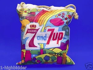 Bolso de almohada psicodélico Peter Max de colección década de 1960 7-Up 7Up Seagrams 7 vinilo - Imagen 1 de 8