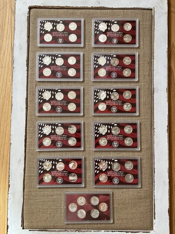Complete Set 1999-2008+2009 US 90% SILVER PROOF State Territorie Quarter 56 coin Cover