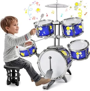 Upgraded Toddler Drum Set Toys for Boys Ages 3 5 Kids Jazz Drum Kit with Bass - Picture 1 of 7