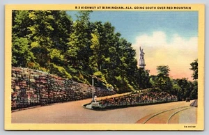 Postal Highway at Birmingham Alabama Going South Over Red Mountain Linen - Imagen 1 de 2