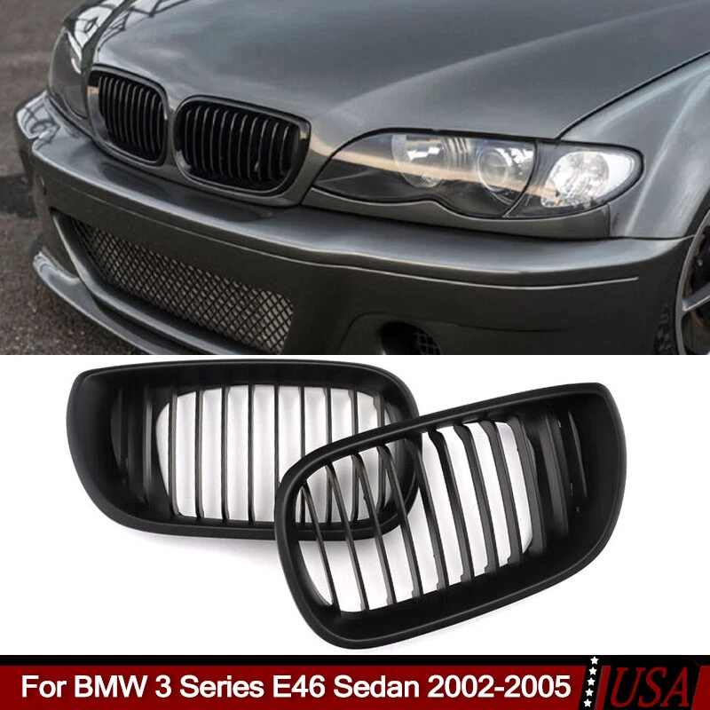 Parrilla delantera para BMW Serie 3 E46 Sedán 325i 328i 02-05 negro mate Foto 1 de 4