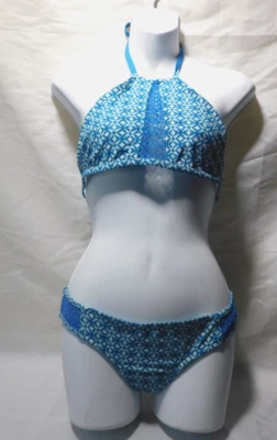 Mossimo Mujer Junior Bikini Talla Pequeña Azul Corbata Halter Cuello Dos Piezas Traje de Baño Foto 1 de 4
