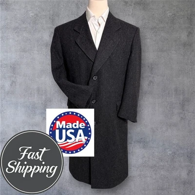 Vintage HART SHAFFNER MARX Mens Overcoat 42R Tweed Wool made in USA Gray Coat - Image 1 of 4