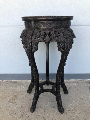 Magnificent Art Nouveau flower stand around 1910, floral carvings - Image 1 of 4