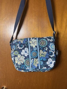 Vera Bradley Quilted Blue Floral Print Sachel Messager Bag - Picture 1 of 11