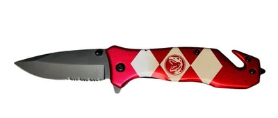 Red Power Ranger Pocket Knife Spring Assisted EDC Blade Tyrannosaurus Superhero - Image 1 of 4