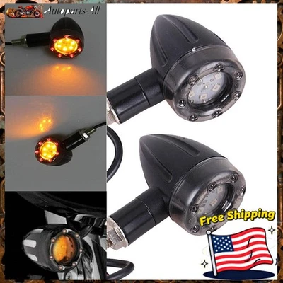 2x Motorcycle LED Turn Signal Brake Light Indicator Lamp For Harley Honda Custom - Imagem 1 de 4