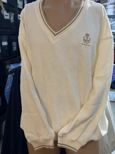 Sope Creek Pullover Herren XL Elfenbein V-Ausschnitt Palme Strand Wappen bestickt Pulli - Bild 1 von 11