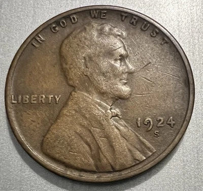 1924 S Lincoln wheat penny reverse die crack error (#144) - Image 1 of 4