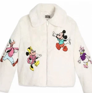 Disney Women’s Plus Size 1X Mickey Mouse Minnie Daisy Donald Faux Fur Jacket New - Picture 1 of 7
