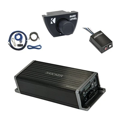 Kicker 200W 4-Channel Amplifier w/Kit, Remote, Stereo Line Output Converter - Image 1 of 4
