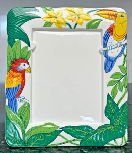 Vtg MIKASA Bone China Tropical Picture Frame Exotic Harmony Parrot Toucan Jungle - Picture 1 of 19