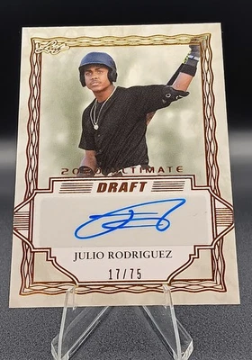 Julio Rodriguez RC Auto 2020 Leaf  Ultimate Draft  Gold Autograph  /75 - Image 1 of 2