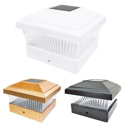POLAR BEAR HOME 8 Black White Copper 5 x 5 Solar Post Deck Cap Lights Outdoor Fence Lamp Vinyl