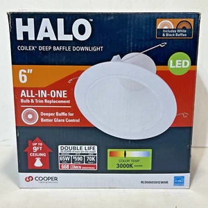 Halo 5" / 6" White Integrated LED Recessed Light Retrofit Trim Deep Baffle - Picture 1 of 8