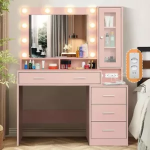 Schminktisch Frisiertisch Kosmetiktisch mit LED-Beleuchtung Spiegel Schubladen - Bild 1 von 87