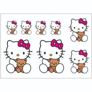 Kitty Teddy Sticker Sheet Decal Wall Self Adhesive Vinyl A4 PS0461 - Picture 1 of 1