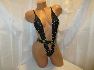 Exotic dancewear  one piece BLACK/GOLD   Harness brand new never WORN - Picture 1 of 1