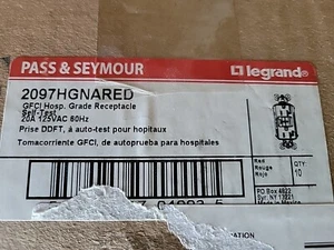 (10) Legrand 2097HGNARED GFCI Duplex Rec RED 20A 125VAC HSPTL GRADE - Picture 1 of 1