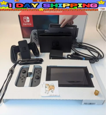 Nintendo Switch Console HAC-001 w/ Joy Con + Dock + Charger +HDMI +Box Gray - Image 1 of 4
