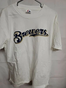 Majestic  White  Milwaukee Brewers Graphic T-Shirt Weeks  Mens Size large MLB - Picture 1 of 4