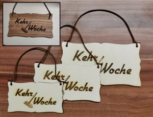 Kehrwoche Türschild Vintage Schild Holz Holzschild mit Lederband diverse Größen - Bild 1 von 8