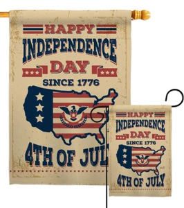 Happy Independence Day Garden Flag Patriotic Fourth of July Yard House Banner - Picture 1 of 13