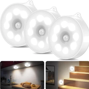 Luz LED, Sensor Movimiento, Nocturna - 3 Piezas, Ideal para Armarios y Escaleras - Imagen 1 de 9