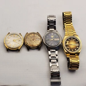 LOT OF 4 RARE VINTAGE SEIKO MECHANICAL AUTOMATIC WATCHES AS IS FOR PARTS - Picture 1 of 9