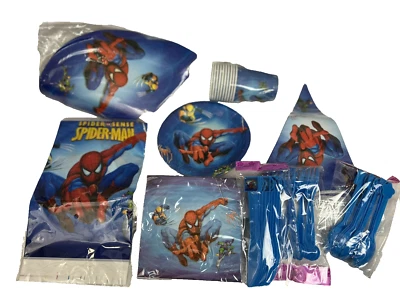 蜘蛛侠生日装饰桌布桌帽餐巾横幅银器 — 第 1/4 张图片