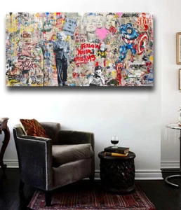 Street Art Graffiti art Einstein Mural 24x14 Canvas Print Giclee Banksy READ!! - Picture 1 of 3
