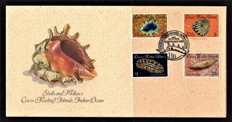 FIRST DAY ISSUE "SHELLS AND MOLLUSCS - I" COCOS (KEELING) ISLANDS" 1985 Cover