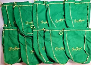 Lotto di 10 borse con coulisse Crown Royal Green misura media 9" - Foto 1 di 1