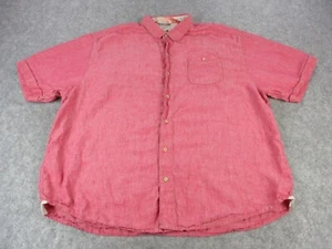 Tommy Bahama Shirt Mens 2XB Red Relax Linen Button Front Rip Stop Outdoors - Picture 1 of 11