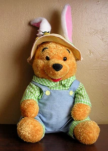 Winnie the Pooh Disney Store with Straw Hat with Bunny Ears Tail Easter Spring - Picture 1 of 3