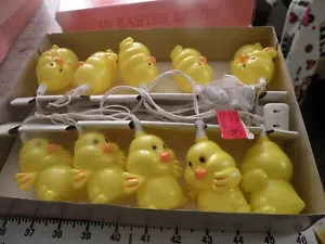 EASTER CHICKS STRING LIGHTS Pastel NEW IN BOX 1992 VINTAGE INDOOR OUTDOOR - Picture 1 of 3