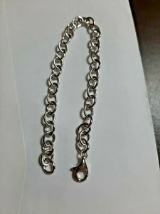 Pulsera con dije de eslabones ovalados 925 con broche de langosta de plata de ley de 7 pulgadas - Imagen 1 de 5