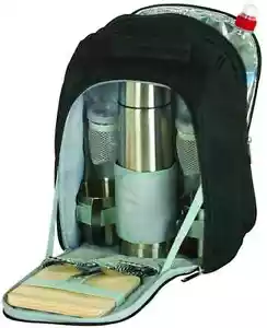 Picknick Kaffee Reisetasche Set für zwei Personen Tassen Gabeln Edelstahl Thermoskanne - Bild 1 von 2