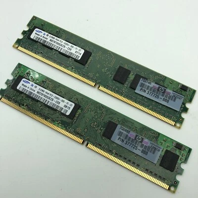 1GB Ram ( 2pcs ) 512mb PC2-5300u-555 667MHz DDR2 PC2 SDRAM Memory HP#377725 -888 - Image 1 of 4
