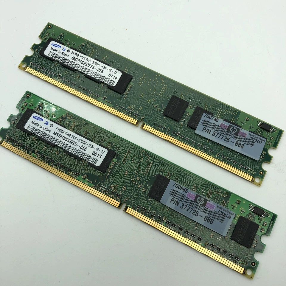 1 GB de RAM (2 piezas) 512 MB PC2-5300u-555 667 MHz DDR2 PC2 SDRAM memoria HP#377725 -888 Foto 1 de 4