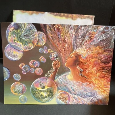Josephine Wall Blank Card Bubble Flower Fairy blowing Magic Bubbles w/Matching E - Image 1 of 4