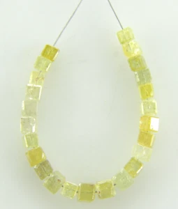 3.31Ct Natural Real Yellow Color Polished Cube Drilled Diamond Beads Lot 2.21 MM - Picture 1 of 5
