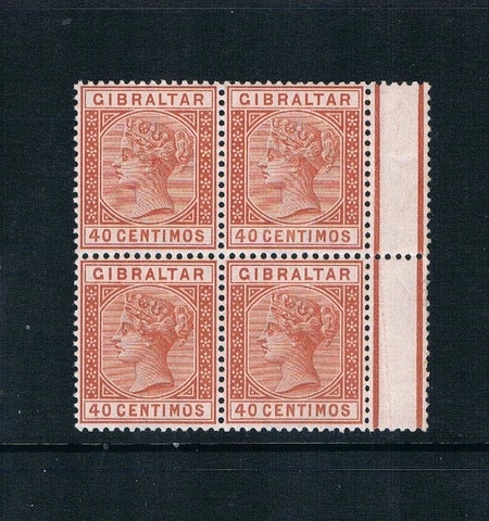 Gibraltar 1889 - 40 Centimos QV - Orange Brown - Blk/4 - SC 33 [SG 27] MINT T1 Cover
