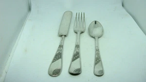 VIKTORIANISCHES HOLMES & EDWARDS SILBER TELLER 3-TEILIGES JUGENDBESTECKSET, UM 1883 - Bild 1 von 5