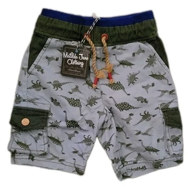 Matilda Jane Dyno Mite Dinosaur Cargo Shorts Allover Print Cotton Boy's SZ 2 NWT - Image 1 of 4