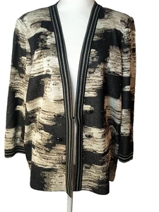 Ming Wang Strickjacke Gr. XL Strick Longline Hakenverschluss Schulterpolster - Bild 1 von 12