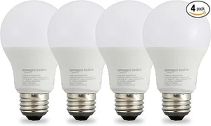 Amazon Basics Smart A19 LED Light Bulb, Dimmable Soft White - Set of 4 - Picture 1 of 3
