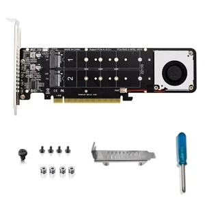 New Pcie 4.0 X16 To M.2 M-key NVMEx4SSD RAID Expansion Split Card 4 x 32Gbps - Photo 1/11